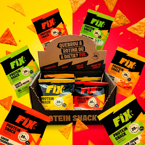 FIX Snacks – Caixa com 8 Unidades (2 de cada sabor) Snack com 20g de Proteína!