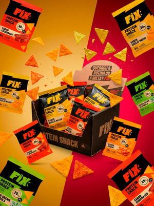 FIX Snacks – Caixa com 8 Unidades (2 de cada sabor) Snack com 20g de Proteína!