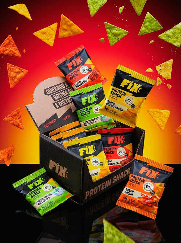 FIX Snacks – Caixa com 8 Unidades (2 de cada sabor) Snack com 20g de Proteína!