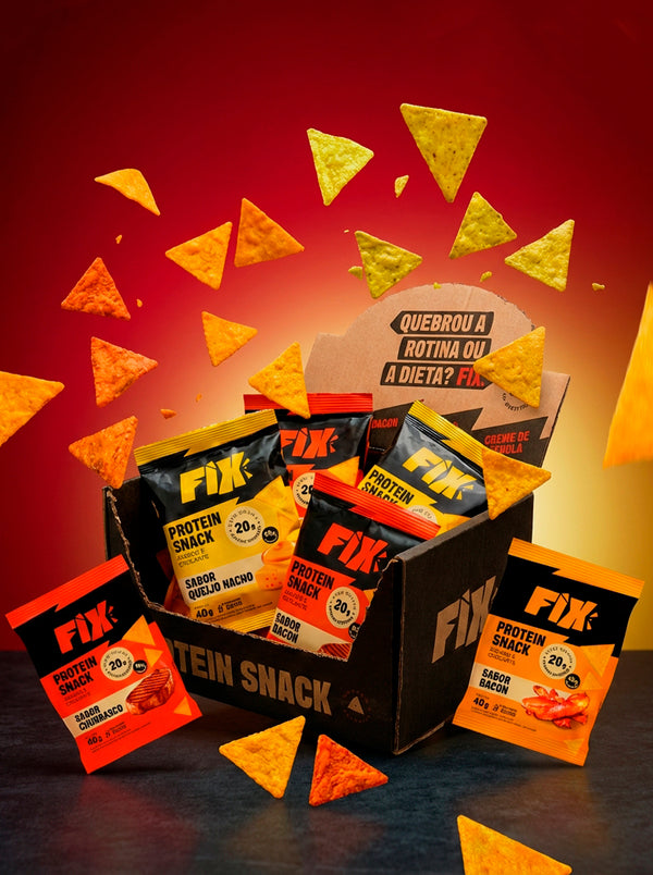 FIX Snacks – Caixa com 8 Unidades (2 de cada sabor) Snack com 20g de Proteína!