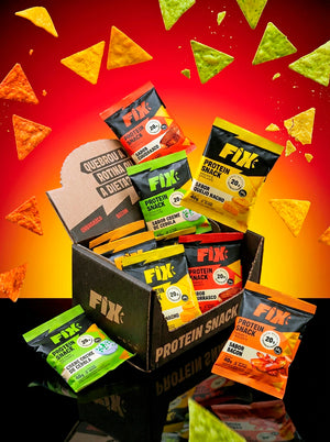 FIX Snacks – Caixa com 8 Unidades (2 de cada sabor) Snack com 20g de Proteína!