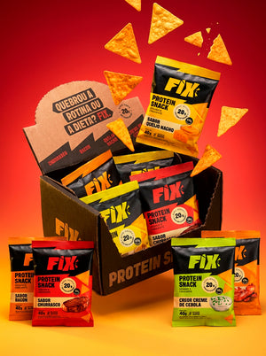 FIX Snacks – Caixa com 8 Unidades (2 de cada sabor) Snack com 20g de Proteína!