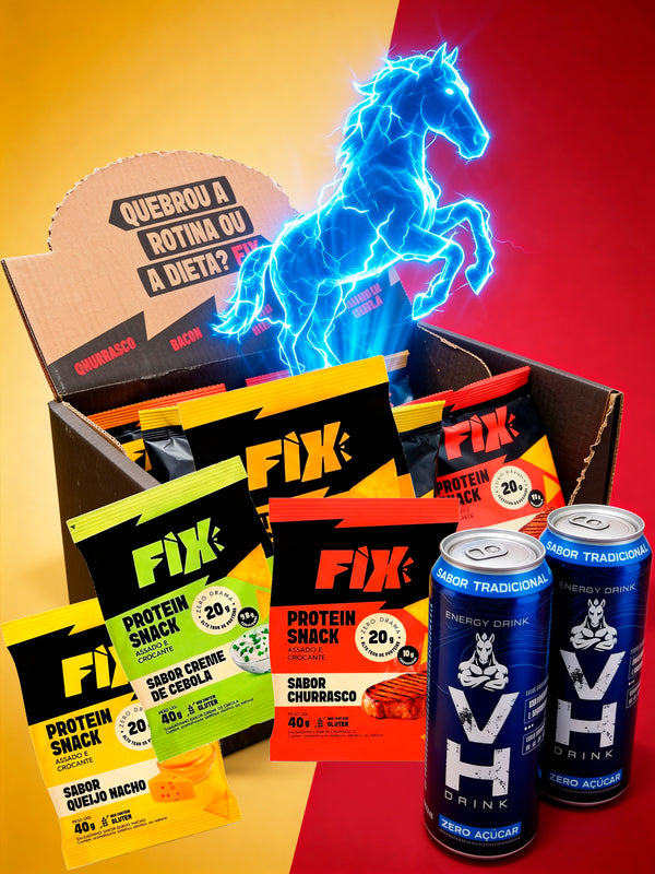 Pack 20 Unidades: 8 Snacks FIX Crocantes + 12 Energéticos Vitamin Horse Zero