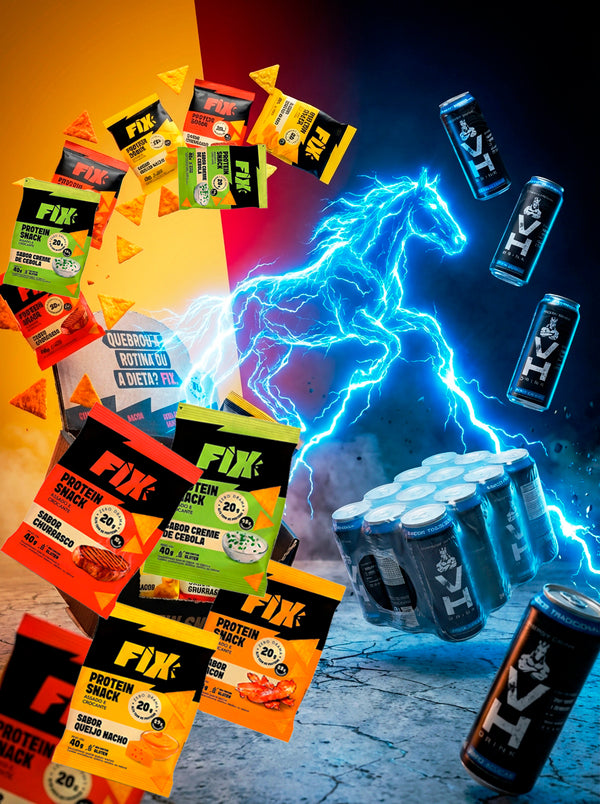 Pack 20 Unidades: 8 Snacks FIX Crocantes + 12 Energéticos Vitamin Horse Zero