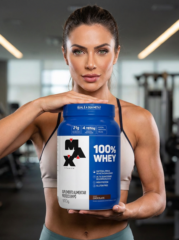 100% WHEY CHOCOLATE POTE 900G - MAX TITANIUM