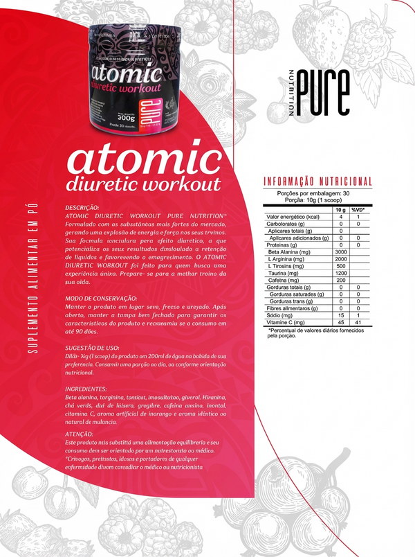 ATOMIC DIURETIC WORKOUT 300G LIMÃO - PURE NUTRITION - BR