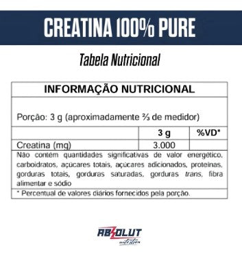 Creatina 100% Pura 500g - Absolut Nutrition