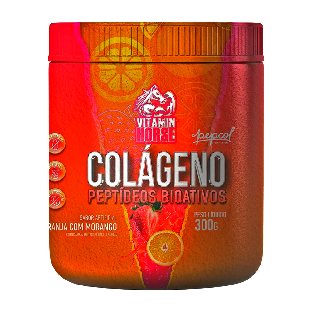COLÁGENO PEPTIDEOS BIOATIVOS 300G LARANJA COM MORANGO - VITAMIN HORSE