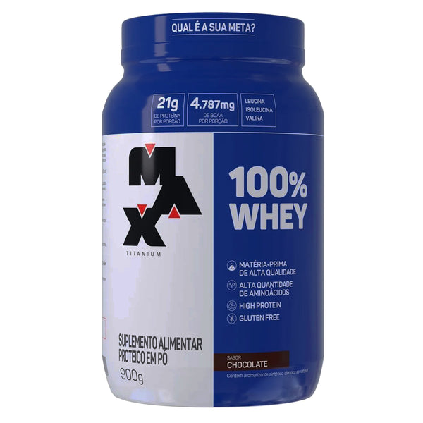 100% WHEY CHOCOLATE POTE 900G - MAX TITANIUM