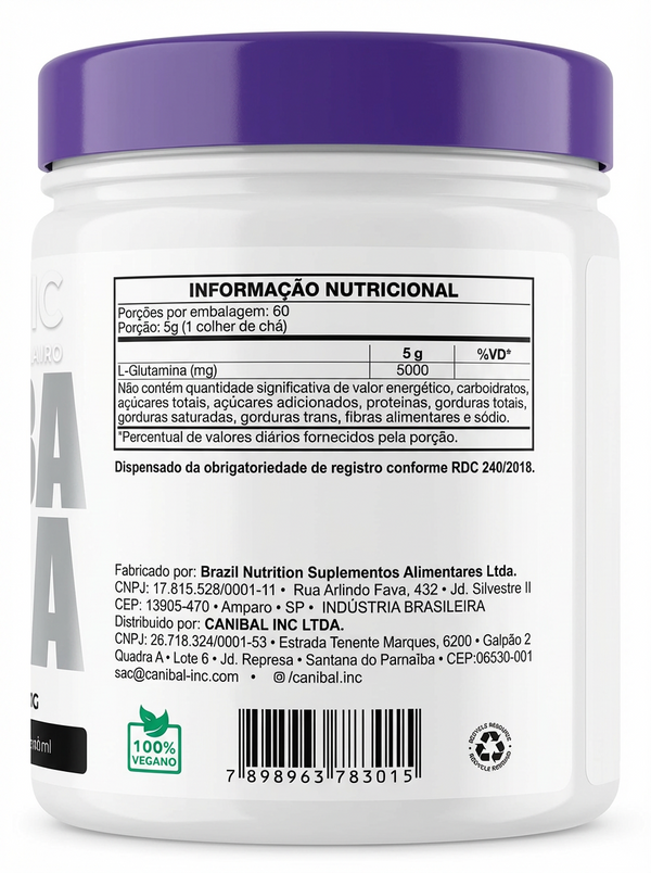 L-GLUTAMINA 300G - CANIBAL INC