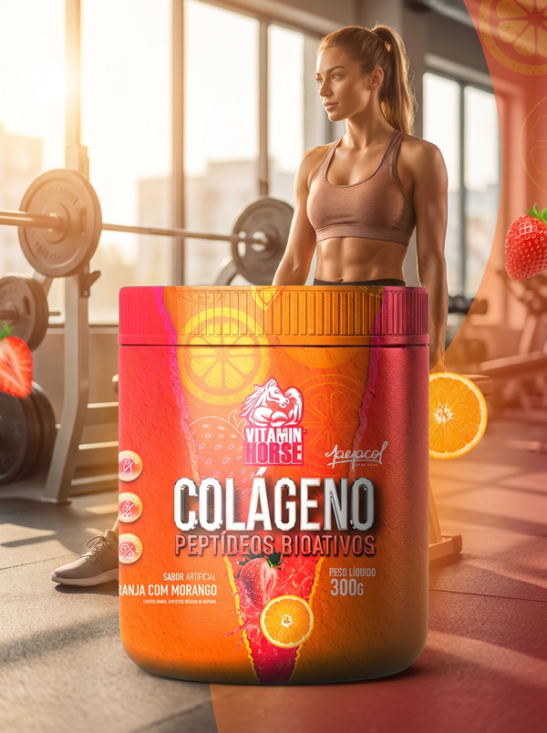 COLÁGENO PEPTIDEOS BIOATIVOS 300G LARANJA COM MORANGO - VITAMIN HORSE