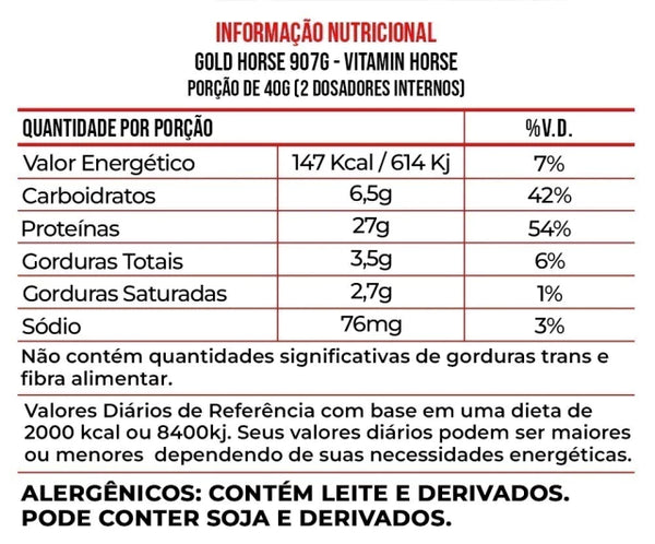GOLD HORSE 900G BAUNILHA - VITAMIN HORSE